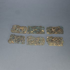 A set of Liao gold copper gilt auspicious beast cards