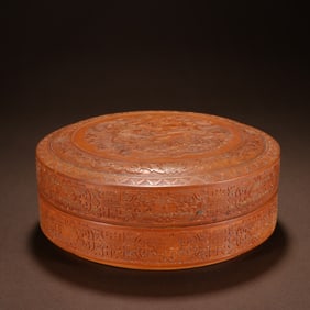 A wooden tire sticker yellow dragon and phoenix auspicious box