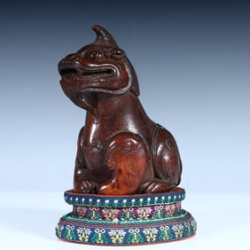 A Qing Dynasty fine bamboo carved unicorn ornament