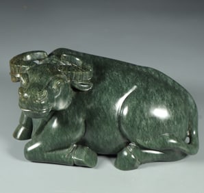 A piece of Hetian jasper cow in the Qing Dynasty