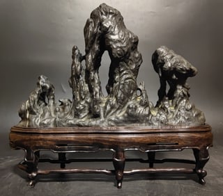 A Qing Dynasty Lingbi stone study ornament