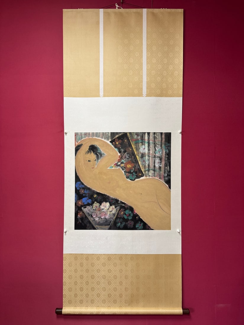 A work by Lin Fengmian: Lin Fengmian's works SIZE: 68cm x69cm (The Dimensions Of All Batches Are Manually Measured.If You Need More Detailed Information, Please Contact Our Customer Service Before Bidding.)