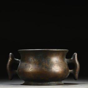 A copper tire double fish ear incense burner