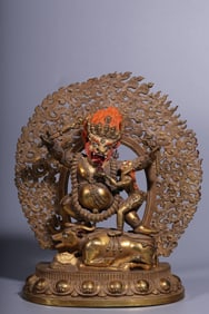 A bronze gilt statue of the enemy of Yama in the Qing Dynasty