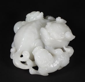 A Qing Dynasty Hetian white jade Grand Master Shaoshi ornament