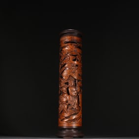 A boxwood character story incense tube of the Qing Dynasty