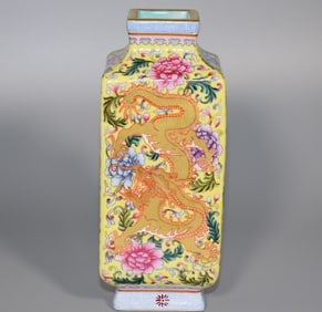 A Qing Dynasty Qianlong four-sided square bottle