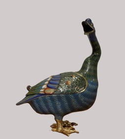 A cloisonné enamel goose from the Qing Dynasty