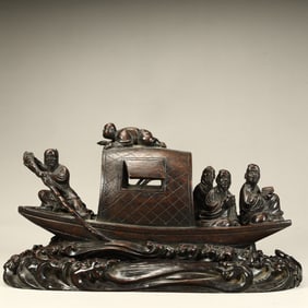 A Qing Dynasty fine agarwood boat ornament