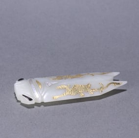 A piece of Hetian jade wrong gold and silver cicada