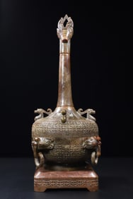 A jade deer head incense burner from the Han Dynasty