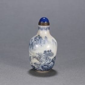 A Qing Dynasty material vessel painting enamel landscape snuff bottle