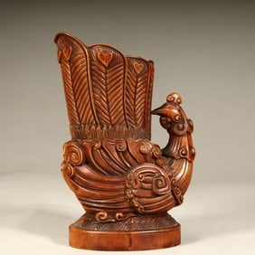A Qing Dynasty high-quality boxwood phoenix-shaped pen holder