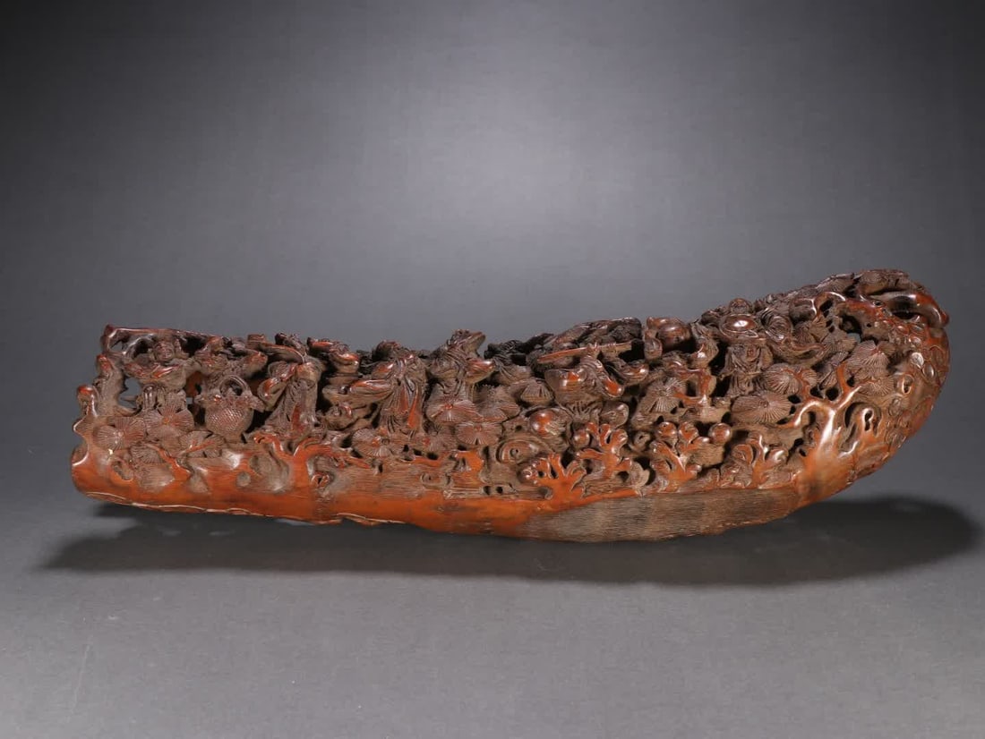 A bamboo carving of the Eight Immortals crossing the sea (1 of 9)