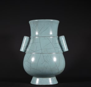 A Song Dynasty official kiln celadon ear bottle