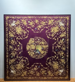 A piece of Republic of China Panjin Cantonese embroidery "Screen Open Wealth"