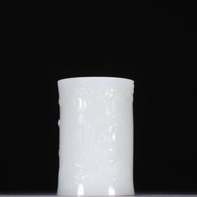 A Qing Dynasty Hetian jade character story poetry pen holder