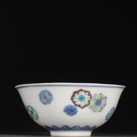 A pair of Qing Dynasty Doucai Ruyi ball bowls