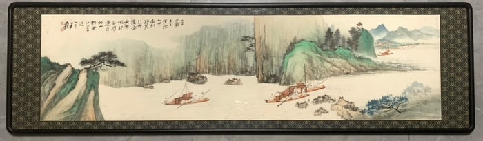 A picture of Zhang Daqian's landscape return old mirror frame