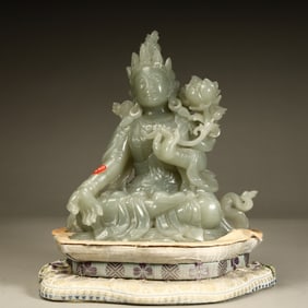 A piece of Qing Dynasty Hetian jade Guanyin