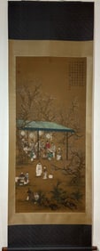 A silk painting of the character of the Tang Dynasty in the Ming Dynasty