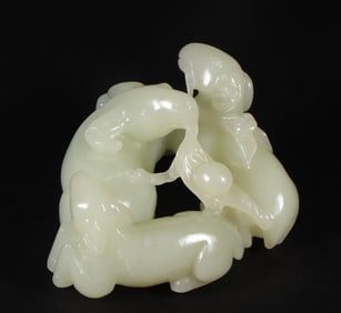 A piece of Qing Dynasty Hetian jade seed material Sanyang Kaitai