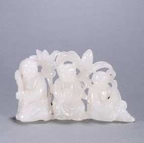A Qing Dynasty Hetian jade carving "three-star figure" carving