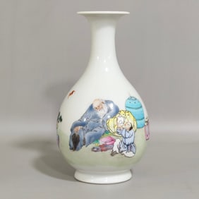 A jade pot spring vase with a story of the character of the hall of reverence