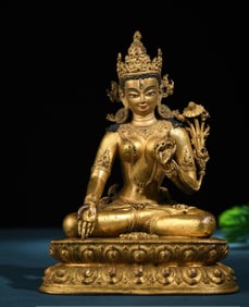 A bronze gilt Mala dynasty style seated white Tara
