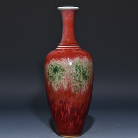 A Kangxi cowpea red willow leaf bottle