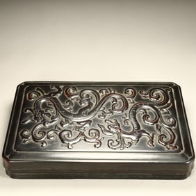 A Qing Dynasty rosewood carved dragon pattern box