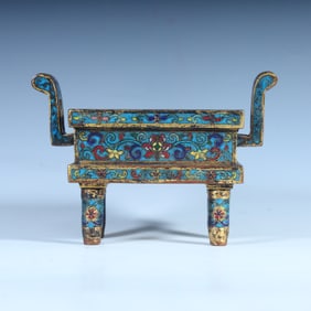 A Qing Dynasty cloisonné gilt incense burner