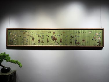 A piece of Qing Dynasty Su embroidery "Qilin Sending Son"