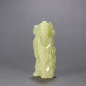 A carving of Hetian topaz Antarctic immortal in the Qing Dynasty