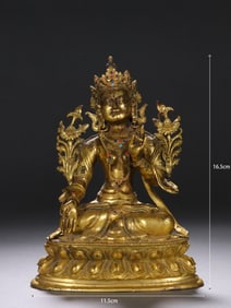 A statue of Tara in copper gilt in the Ming Dynasty