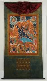 A mineral painted thangka Yama enemy