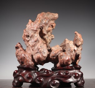 A Qing Dynasty study elegant red Taihu Lake stone mountain ornament