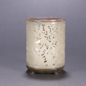 A Hetian jade carved dragon pattern incense tube