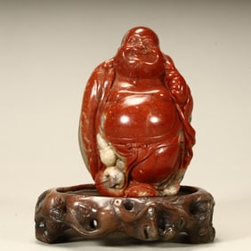 A Qing Dynasty Shoushan stone Maitreya Buddha ornament