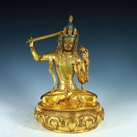 A copper-gilt Manjushri Bodhisattva in the Qing Dynasty