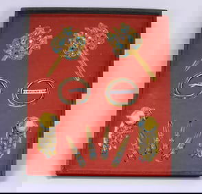 A set of Qing Dynasty court sterling silver gilt dot emerald inlaid with multi-treasure fortune and