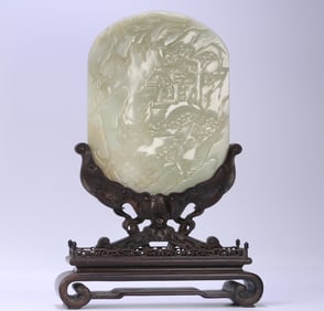 A poem insert of the story of Hetian jade characters in the Qing Dynasty