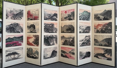 A picture of Fu Baoshi's 24 scenes with six screens