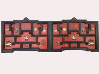 A Qing Dynasty treasure embedded treasure pavilion hanging screen