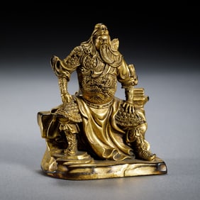 A piece of Qing Dynasty copper gilt Guan Gong