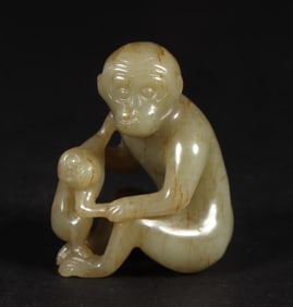 A Qing Dynasty Hetian jade seed material spirit monkey