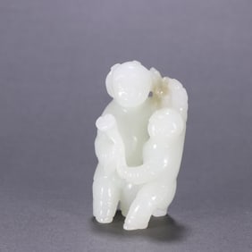 A Qing Dynasty Hetian jade figure carving