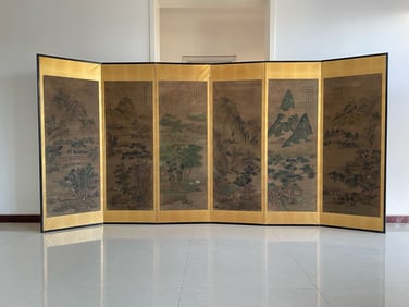 A picture of Huang Gongwang's six old landscape screens