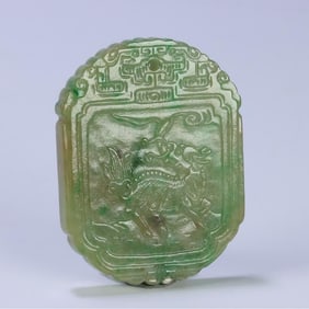 A Qing Dynasty jade unicorn presented the Rui Shi Wenzigang brand