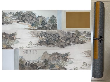 A handscroll of Zhang Daqian imitating Tang Bohu's landscape paintings